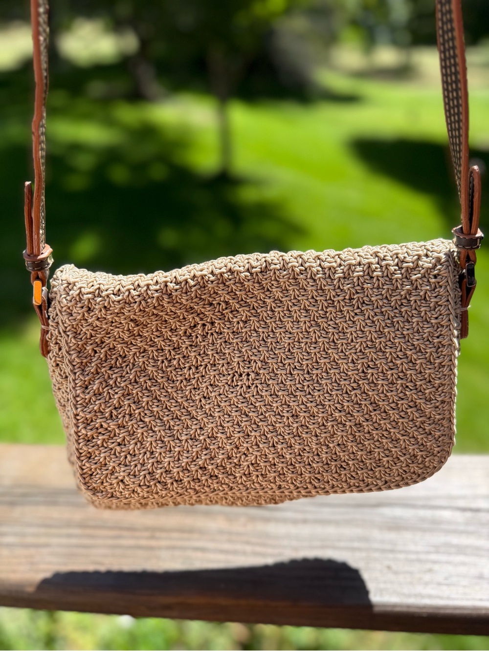 Woven Crossbody Bag in Natural Tan
